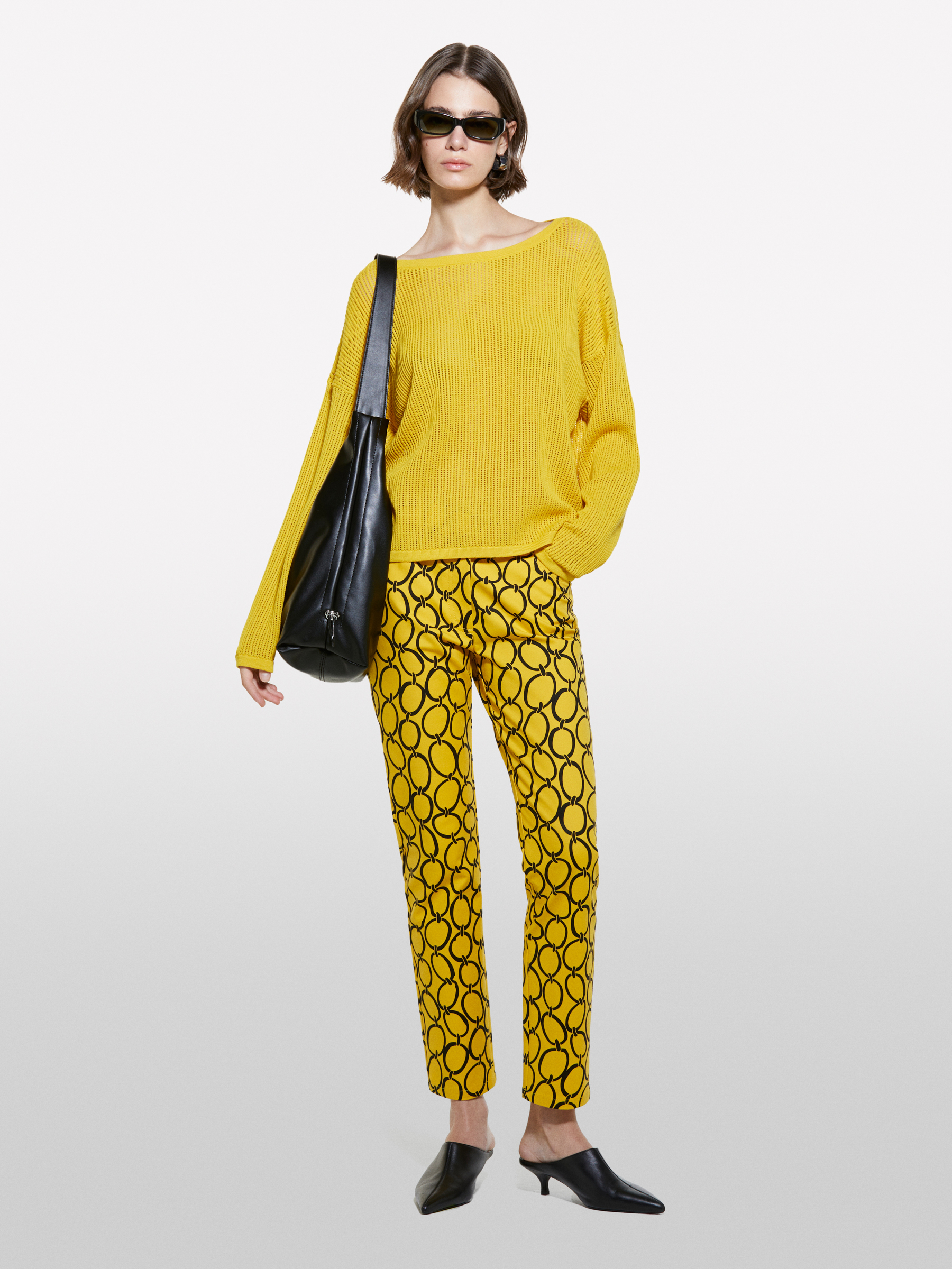 Sisley - Pull Oversize Jaune Moutarde À Encolure Bateau, Femme, Moutarde, Taille: S