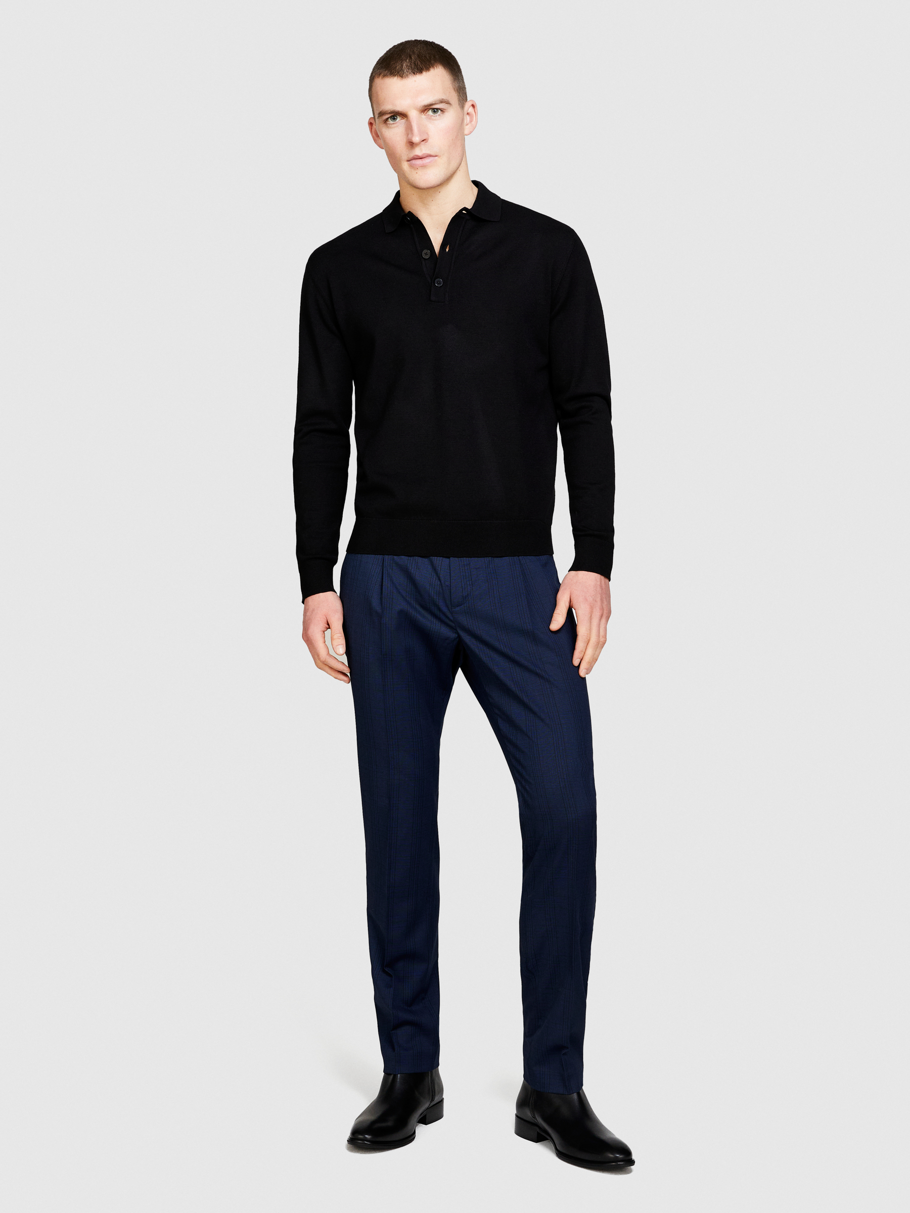 Sisley - Yarn Dyed Trousers, Man, Dark Blue, Size: 56