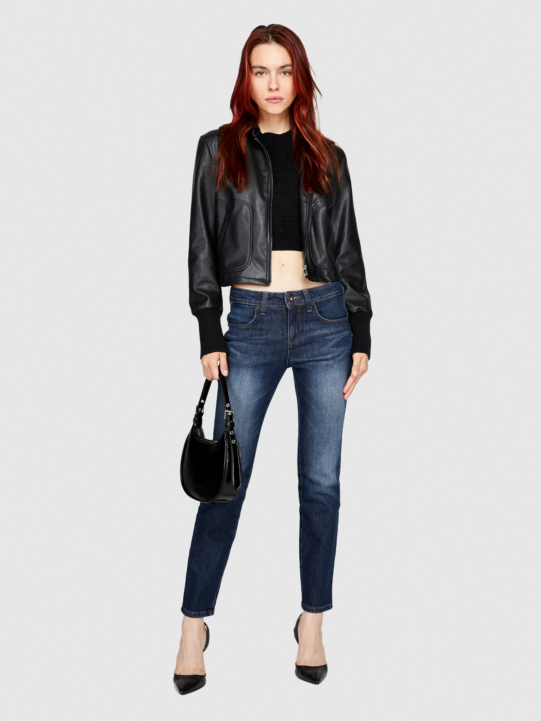 Sisley - Slim Fit Shibuya Jeans, Woman, Dark Blue, Size: 29