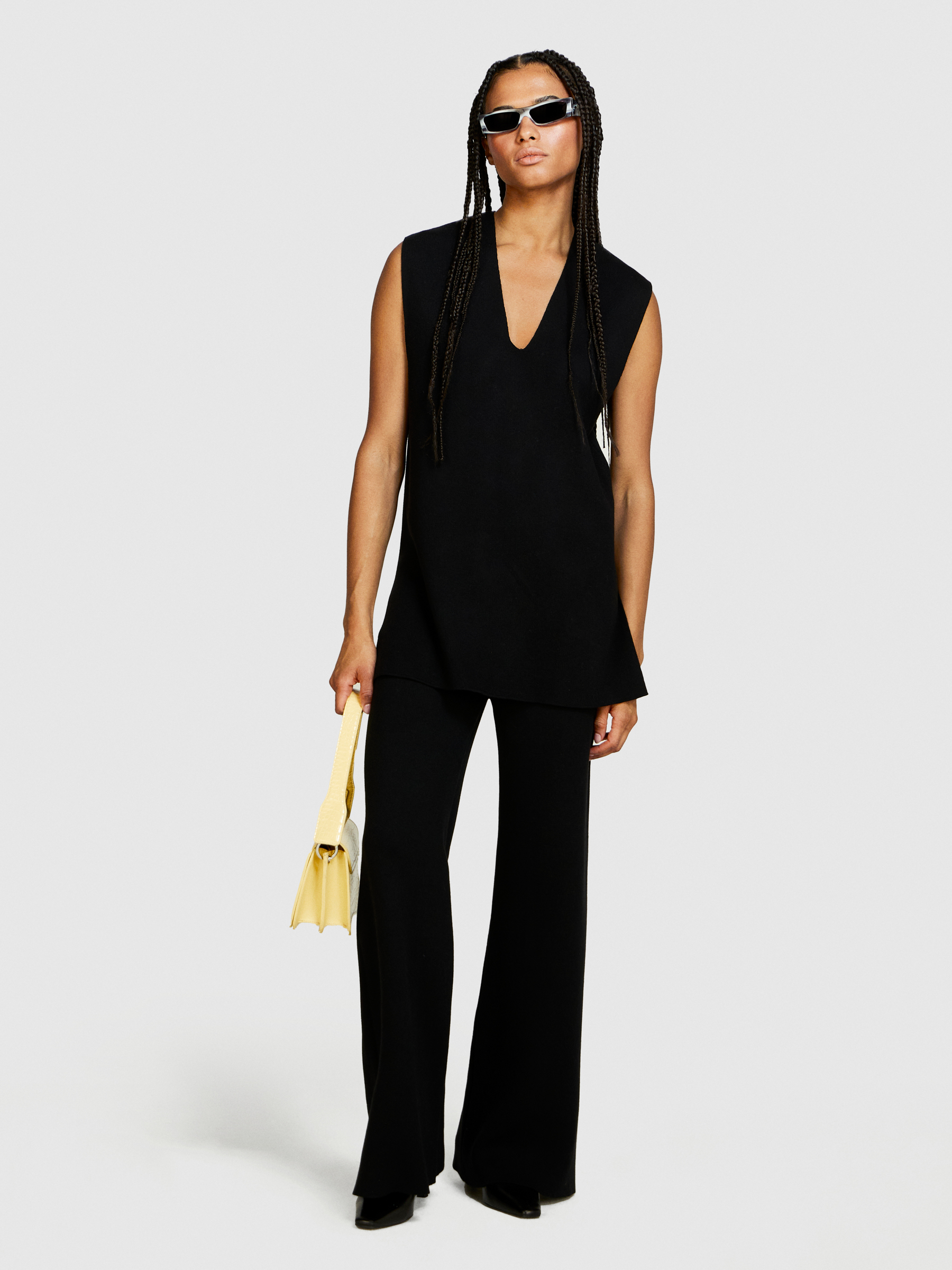 Sisley - Knit Vests, Woman, Black, Size: S