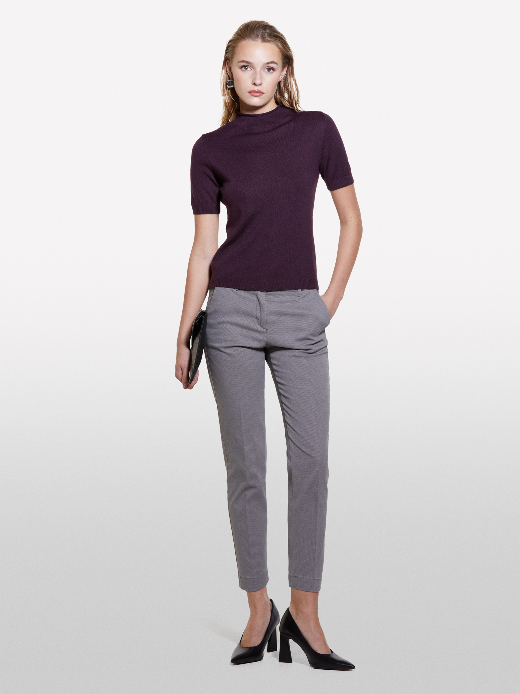 Sisley - Pantalon Chino Gris De Type Cigarette, Femme, Gris, Taille: 48