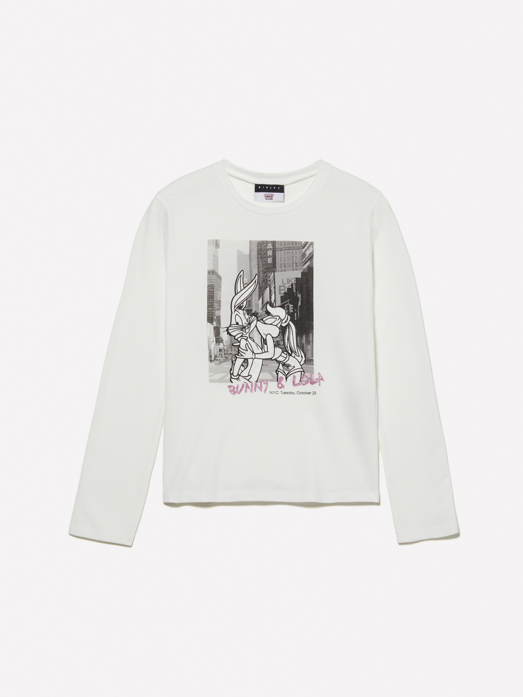 Sisley Young - T-shirt Blanc À Imprimé ©looney Tunes, Femme, Blanc, Taille: XS