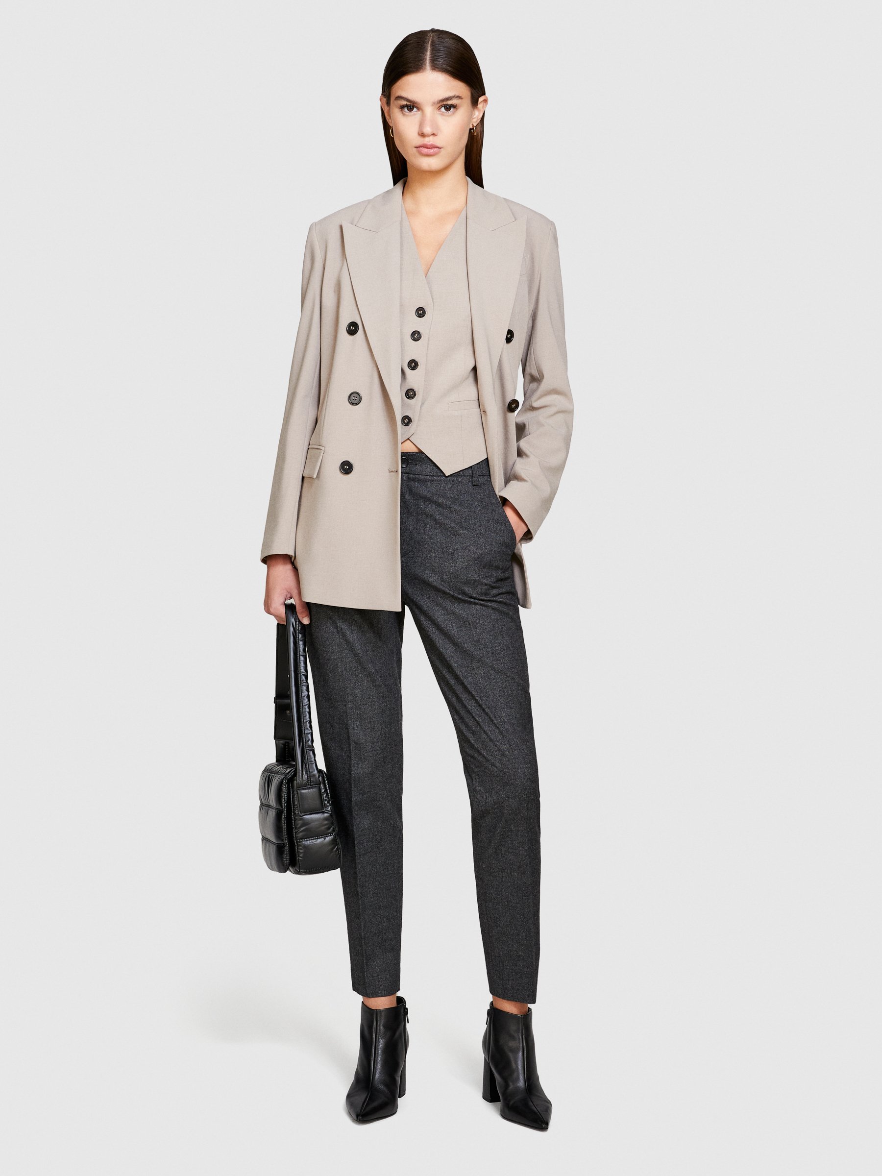 Sisley - Cigarette Trousers, Woman, Dark Gray, Size: 40