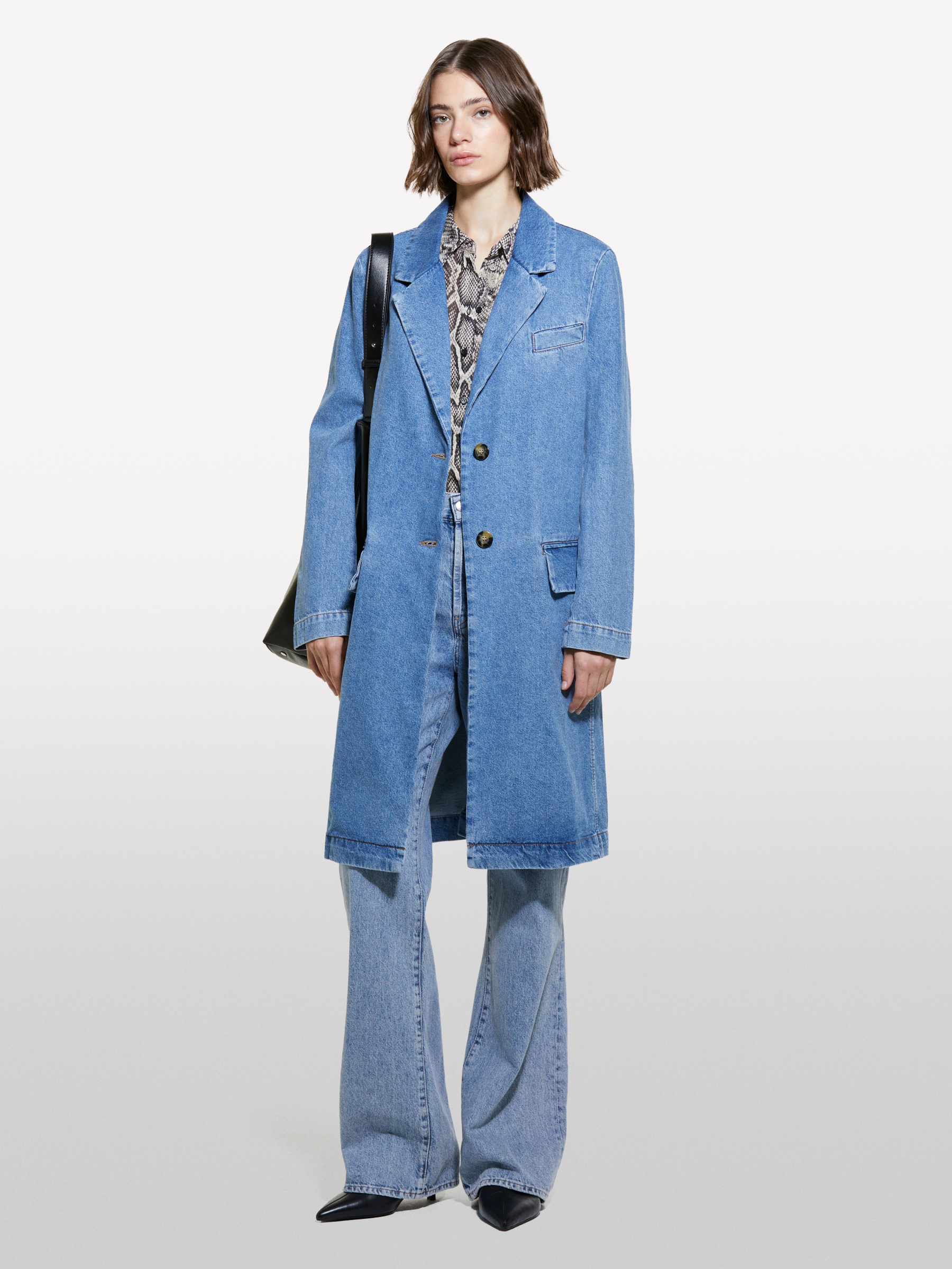 Sisley - Trench En Jeans Bleu, Femme, Bleu, Taille: 48