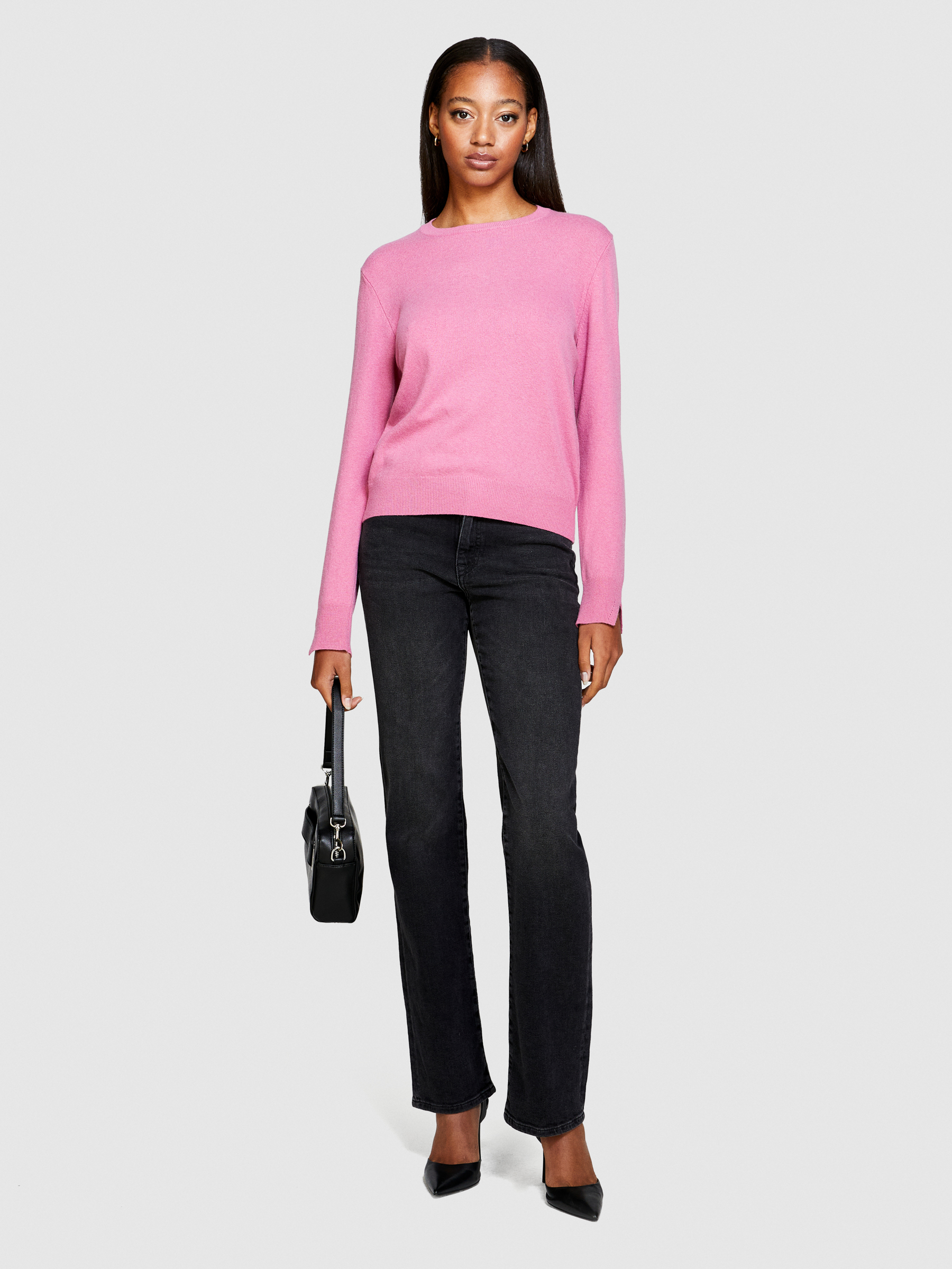 Sisley - Crew Neck Sweater, Woman, Pink, Size: XS