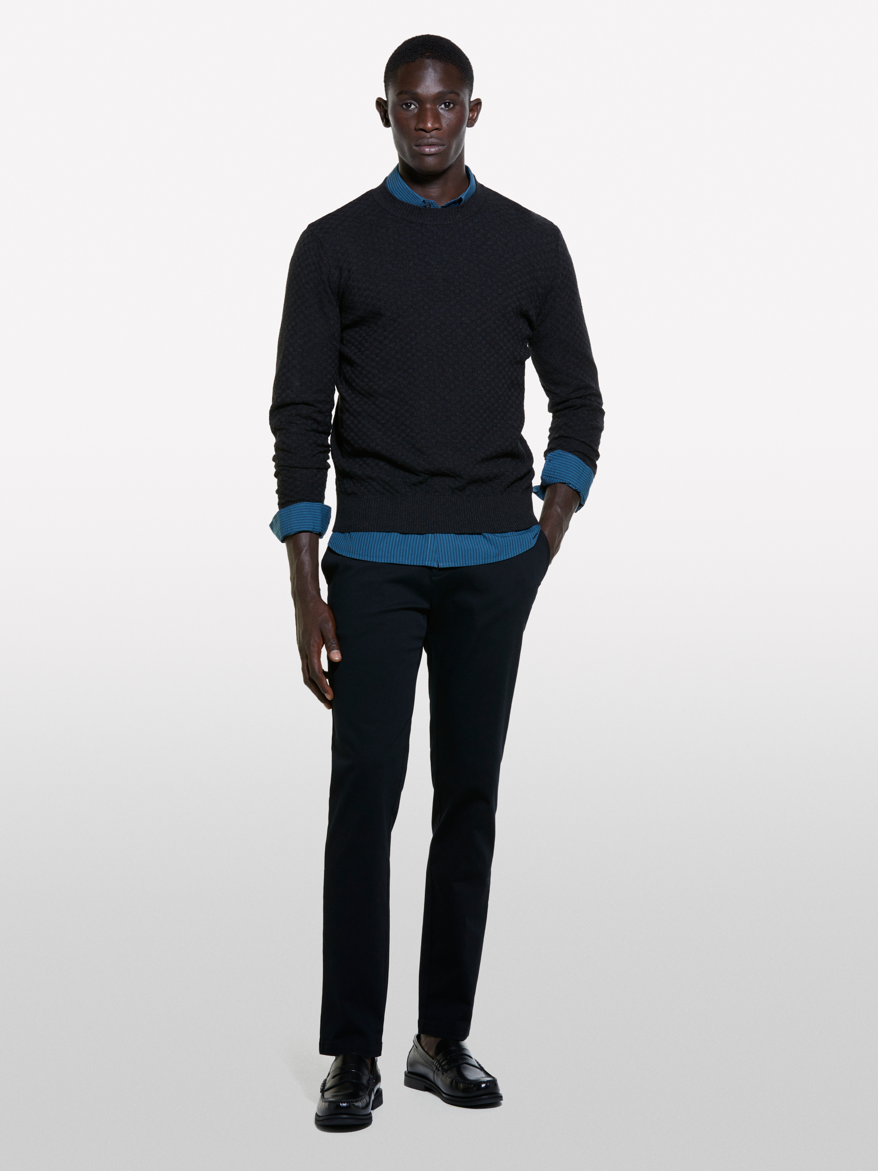 Sisley - Pull Gris Foncé À Col Rond, Homme, Noir, Taille: XL