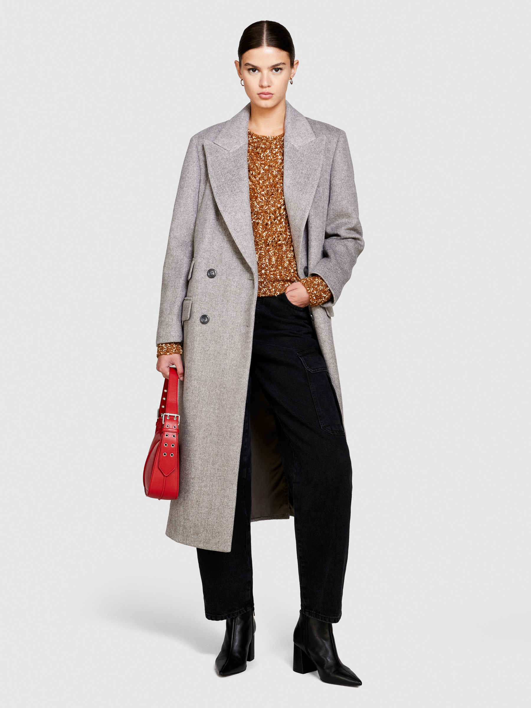 Sisley - Boucle Sweater, Woman, Camel, Size: L