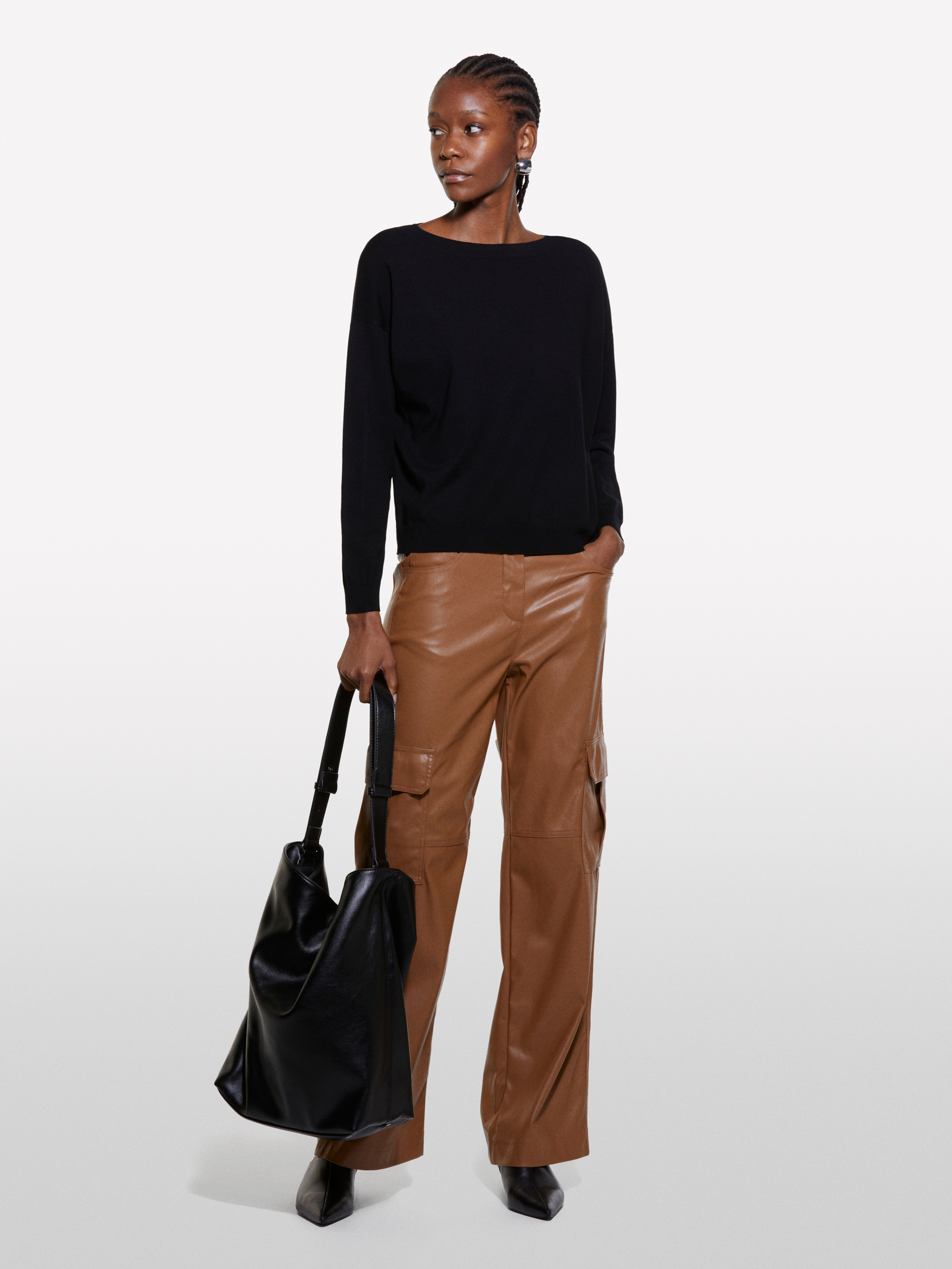 Sisley - Pull Noir À Encolure Bateau, Femme, Noir, Taille: XS